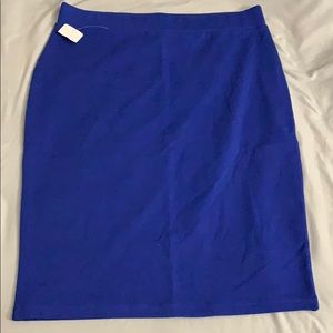 Blue pencil skirt.